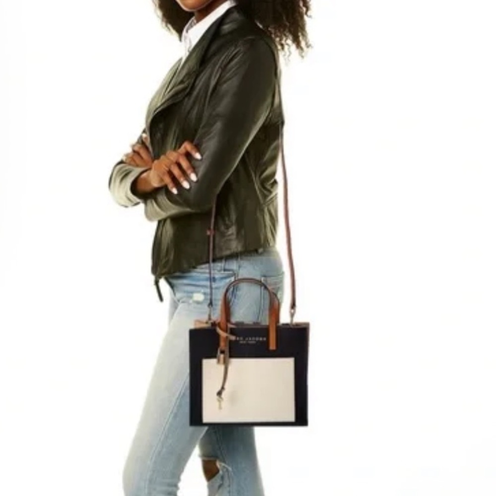 Marc Jacobs Black, Cream & Tan Leather Structured Tote - Picture 4 of 6